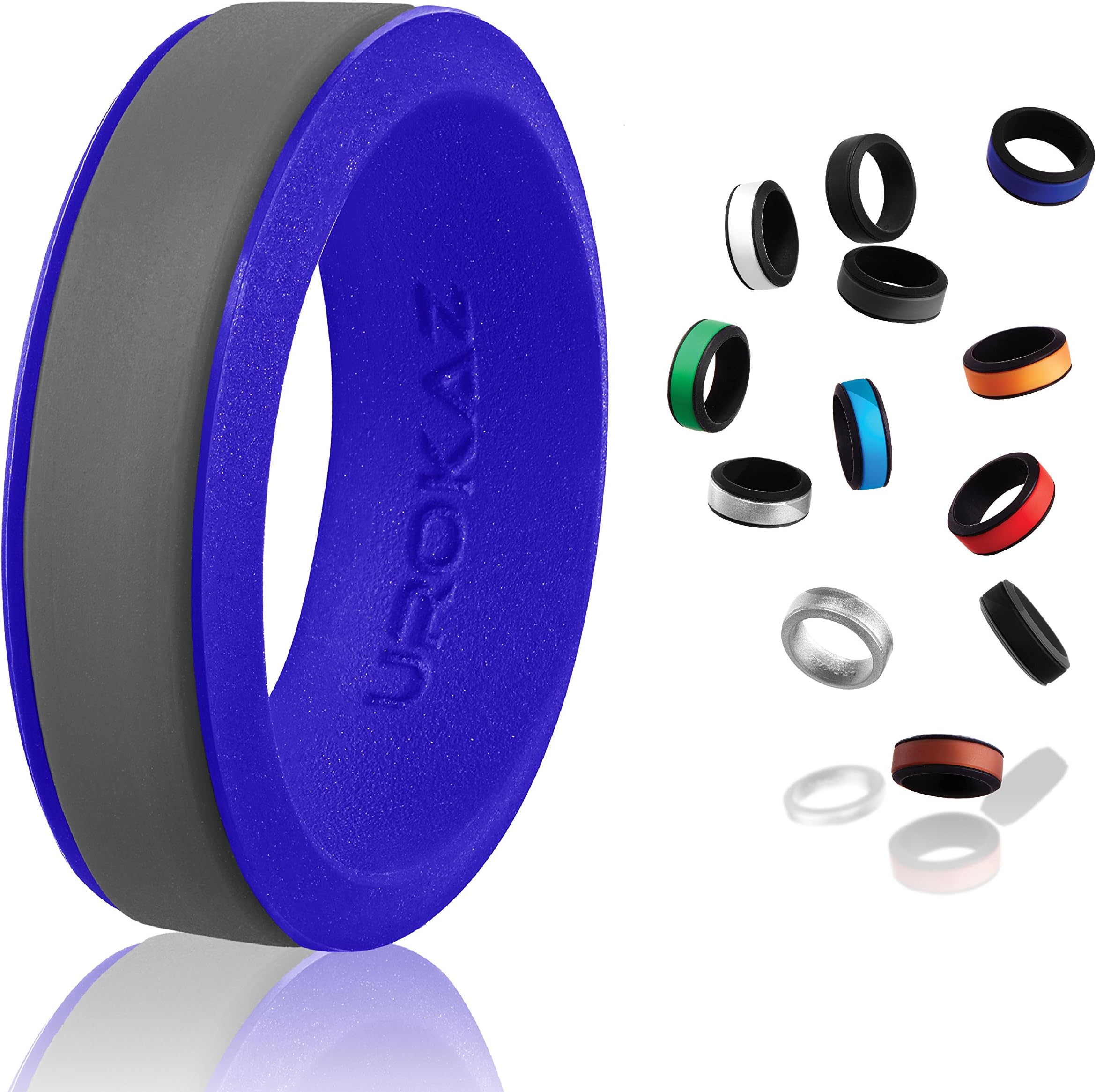 UROKAZ Silicone Wedding RingGrey Dark BlueSize 4 Inner Diameter ~ 14.88 mm