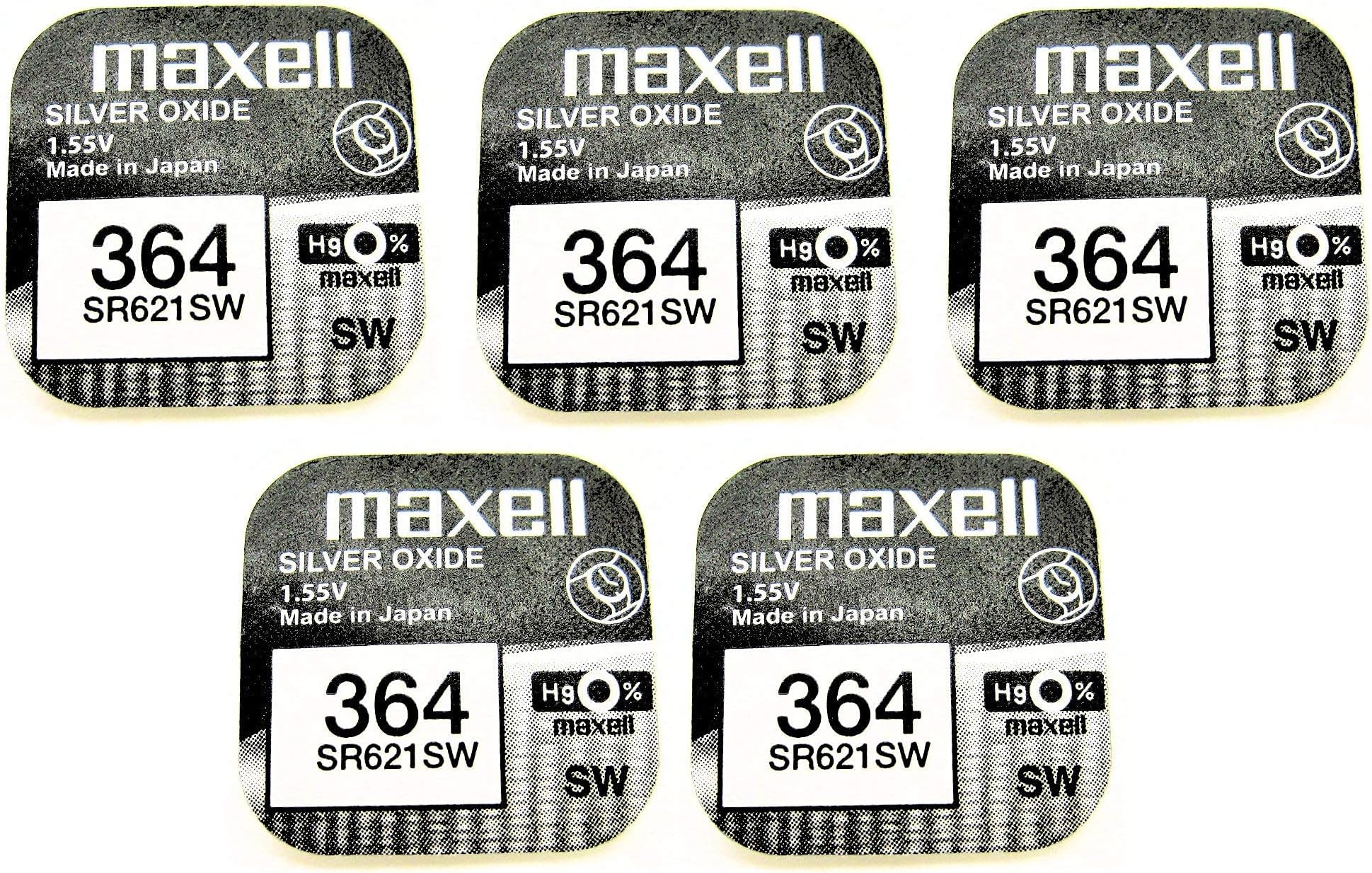 5 Maxell Watch Batteries Button cell SR621SW