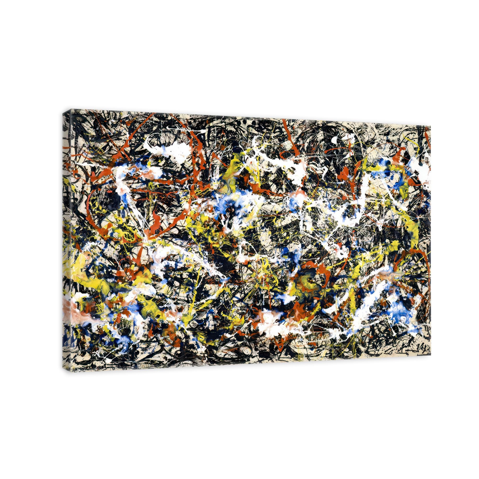 Jackson Pollock - Convergence Famous Print Wall Art Canvas. Printed Smooth Surface Home Decor - Various Sizes (45in x 30in Gallery Wrapped)