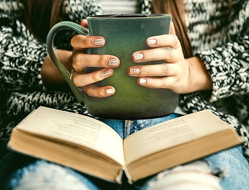 Miniatura 2 de ECODECO Taza de café grande de cerámica de 24 onzas, taza de cerámica de gran tamaño con mango grande, 1 unidad (verde a azul)