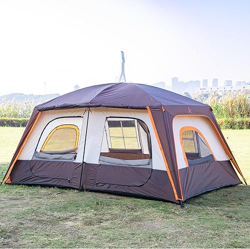 Miniatura 12 de KTT Large Family Cabin Tent 10-12 Person,14.1X10X6.58ft,2 Rooms,3 Storage Pockets,2 Bay-Windows 3 Doors and 3 Windows with Mesh,Straight