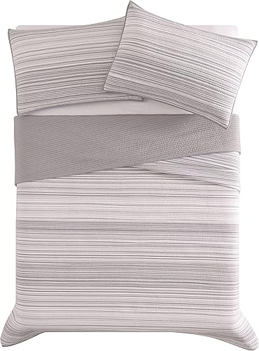 Miniatura 4 de Brooklyn Loom Noah - Juego de edredón de 3 piezas de algodón gris teñido a rayas, para hombres y mujeres, certificado Oeko-TEX