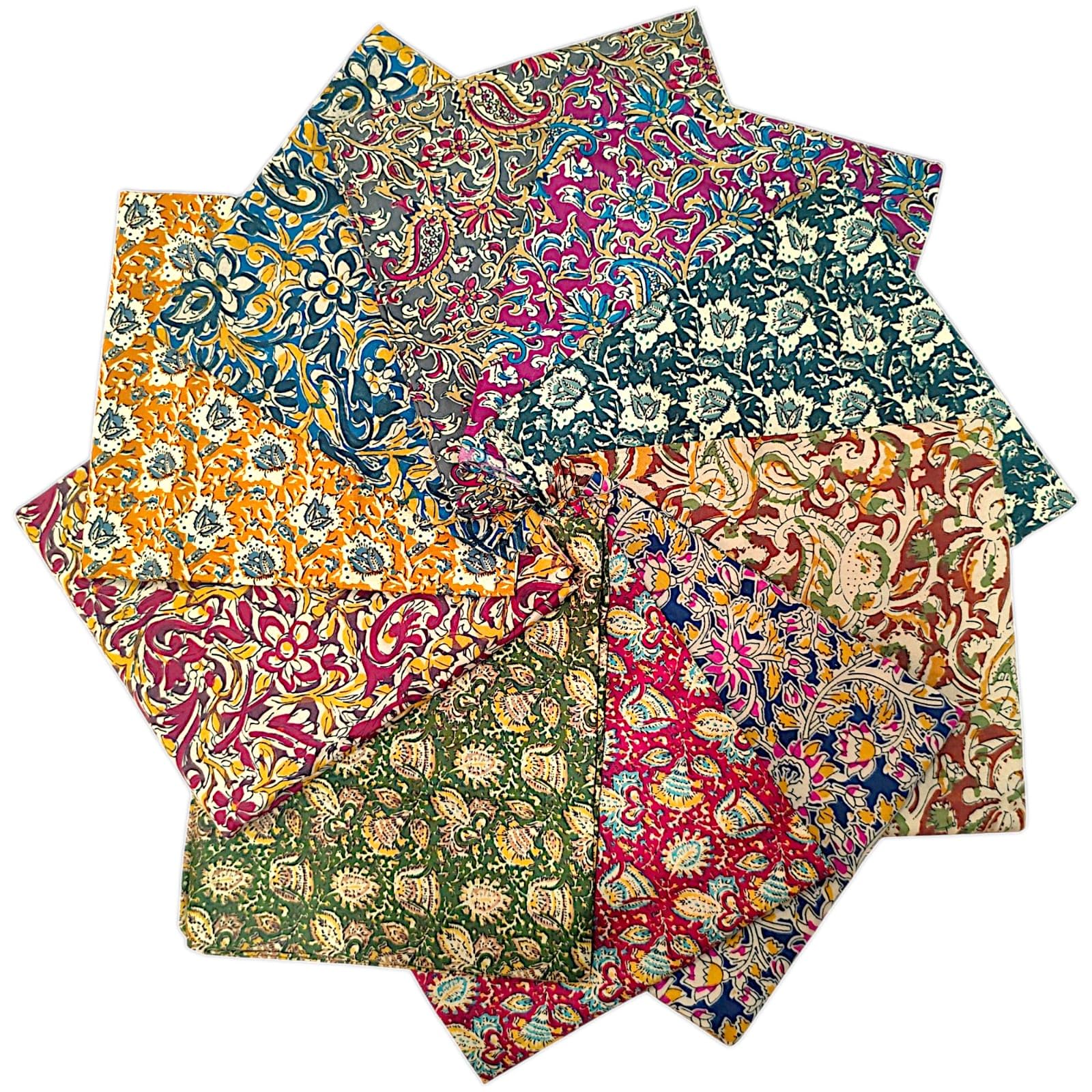 Kalamkari Blouse Pieces – Pure Cotton Fabric (Pack of 10, 1 Meter Each) | 44" Width Saree Panna | Soft & Comfortable | Multi Designs for Gifting & Tailoring | Unstitched Material