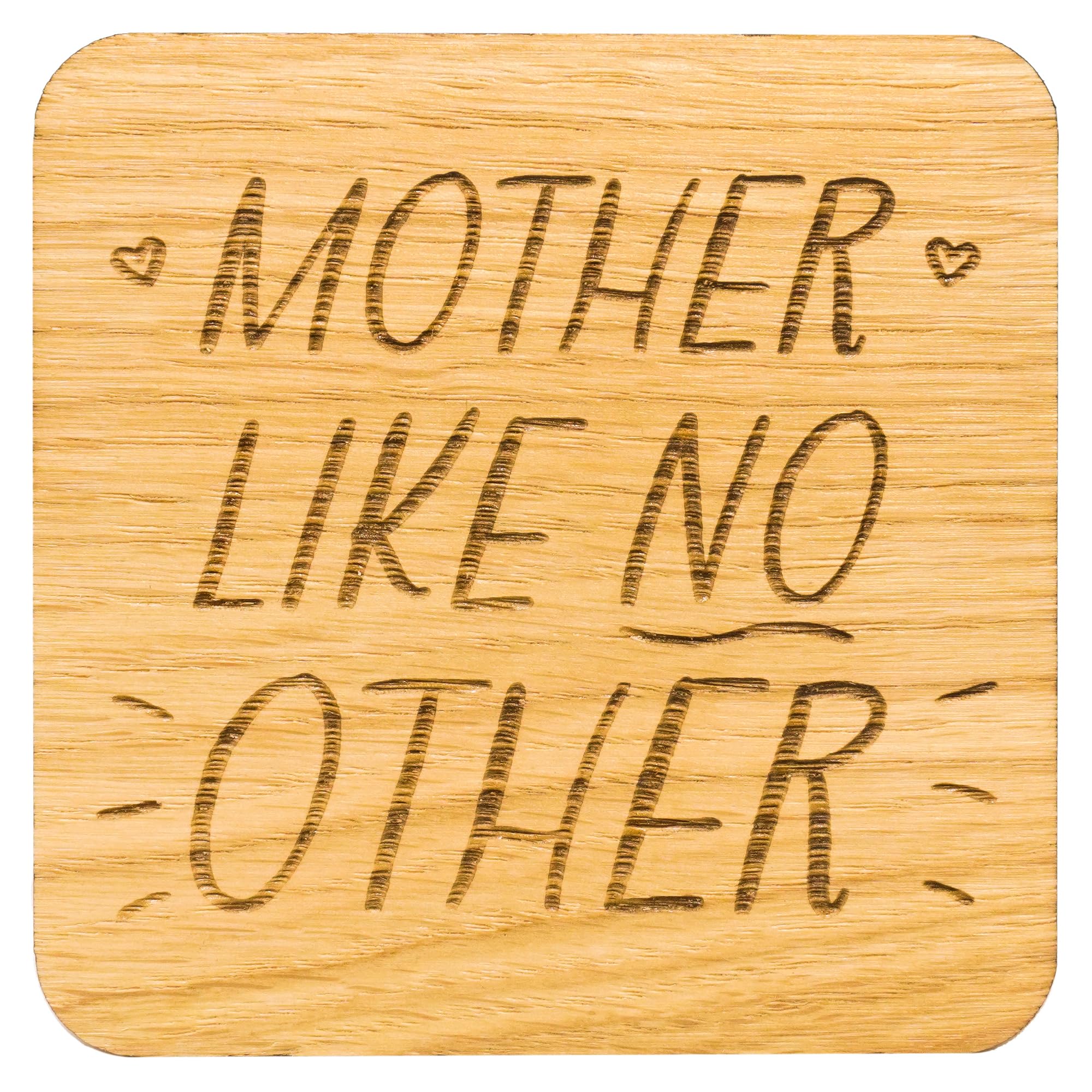 Shg At Home Beige Mums Engraved Oak Veneer Coaster, Present For Mummy, Stocking Filler, New Mum Token (Mother Like No Other)