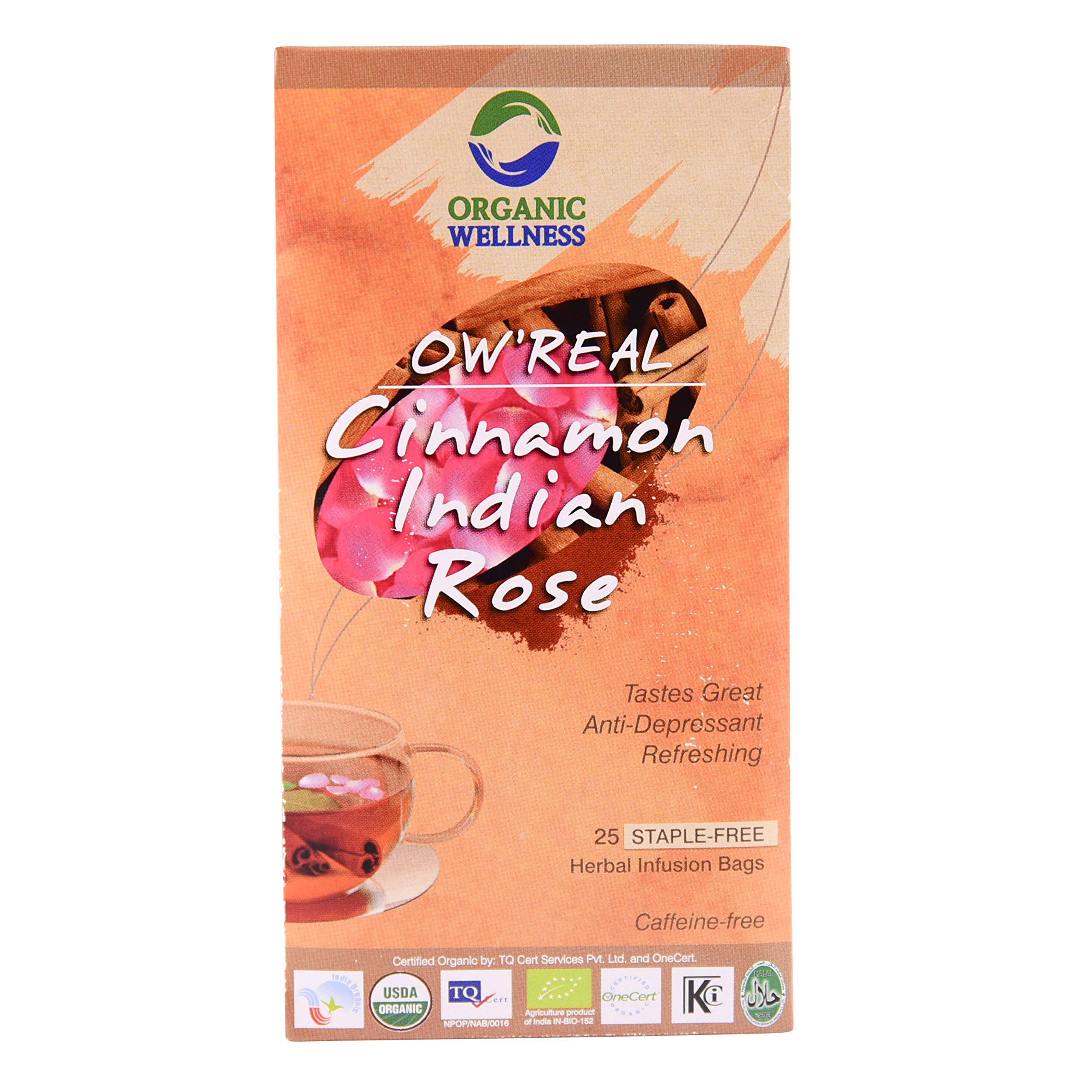 Organic Wellness Cinnamon Indian Rose, 25 Teabags