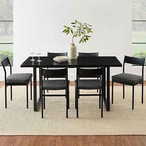 Miniatura 8 de Best Choice Products Juego de mesa de comedor moderno de 7 piezas, juego de mesa de cocina, mesa de comedor con 6 sillas, cojines tapizados, marco