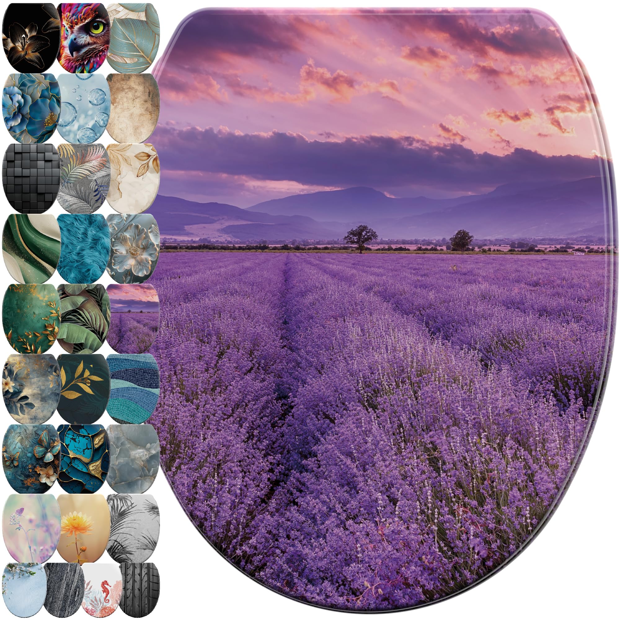Sanilo Soft Close Toilet Seat with Quick Release, Toilet Lid Detachable at the Press of a Button, Easy Installation from Above (Lavender)