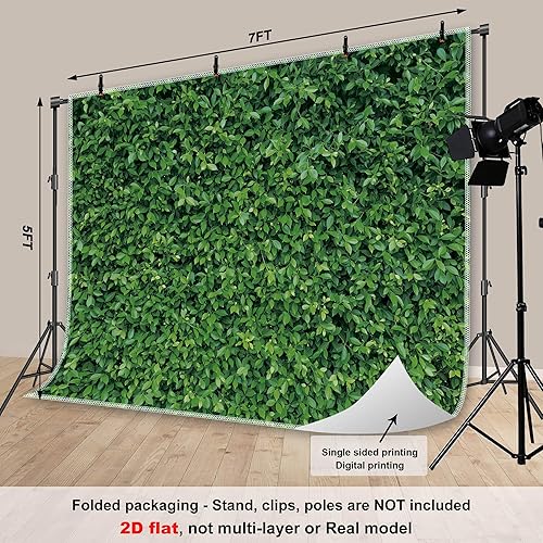 Miniatura 10 de Msocio Telón de poliéster duradero de 7 x 5.5 pies, hojas verdes de primavera, hierba, naturaleza, fotografía, telón de fondo para cumpleaños, boda,