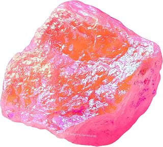 Amazing Gemstone Angel Aura Rose Quartz Raw Crystals and Healing Stones, Natural Rocks for Tumbling and DIY Raw Stones and Crystals (1 Piece)