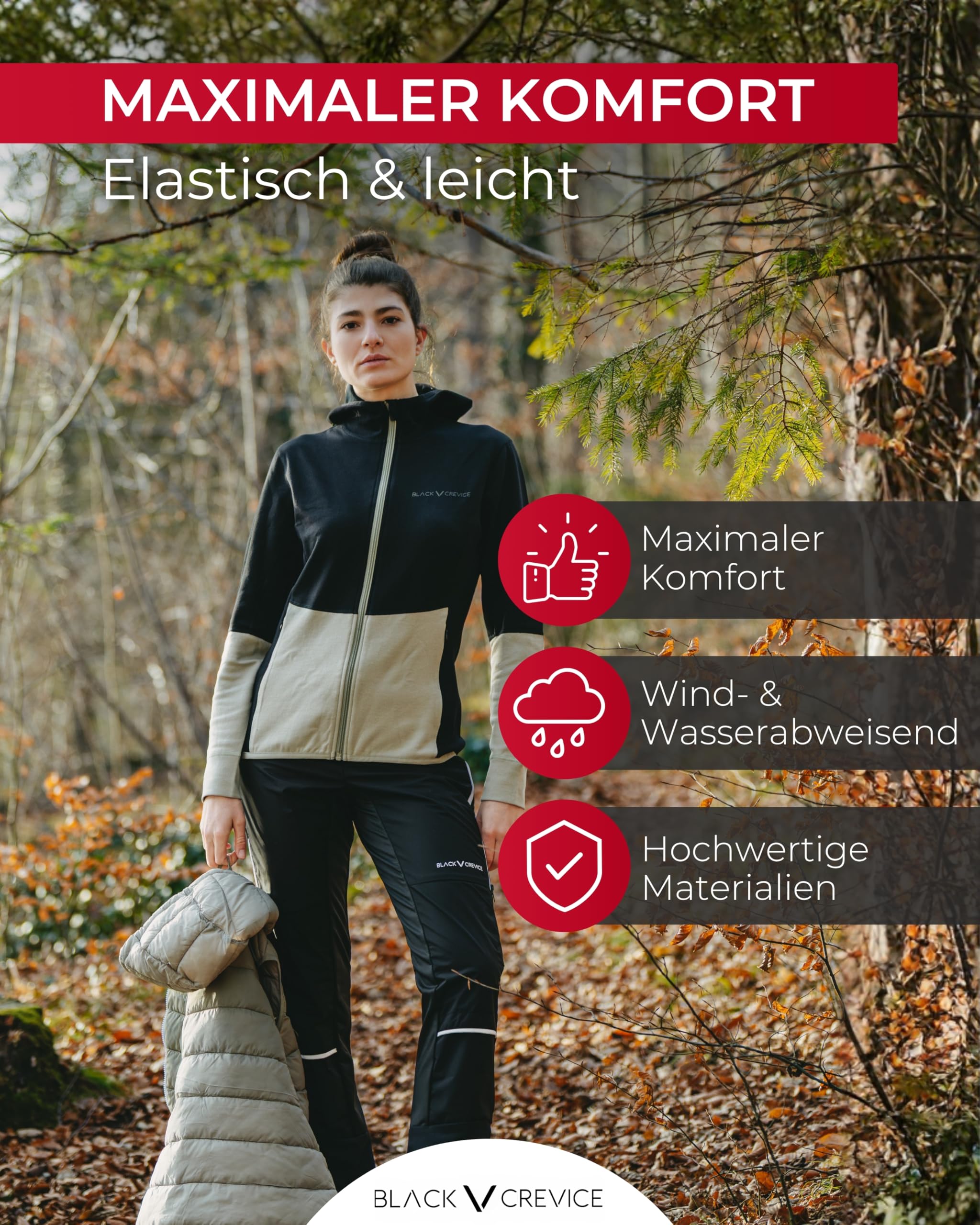 Black Crevice Damen Trekking-Shorts mit 4-Wege Stretch I Größe 36-46 I 88% Polyamid, 12% Elasthan I Atmungsaktiv, wasserabweisend & schnelltrocknend I Ideal für Wandern, Trekking & Outdoor