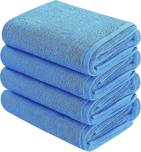 BHT Toallas - Juego de 2 toallas de baño 100% algodón, de secado rápido, suaves y absorbentes, de 450 GSM, lavables a máquina (azul clásico)