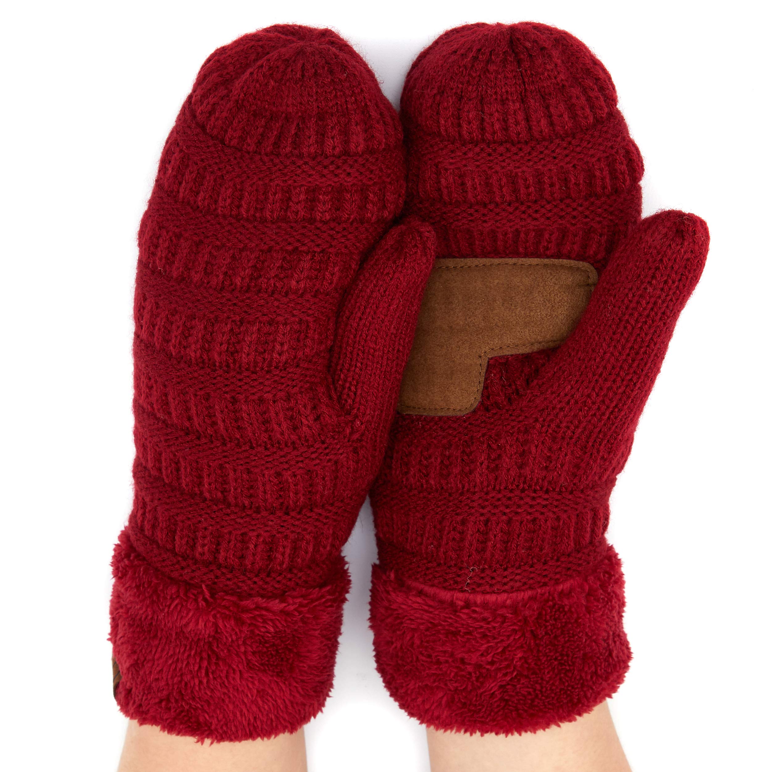 C.C CC Super Thick Fuzzy Fleeced Lined Warm Winter Knitted Mittens Gloves