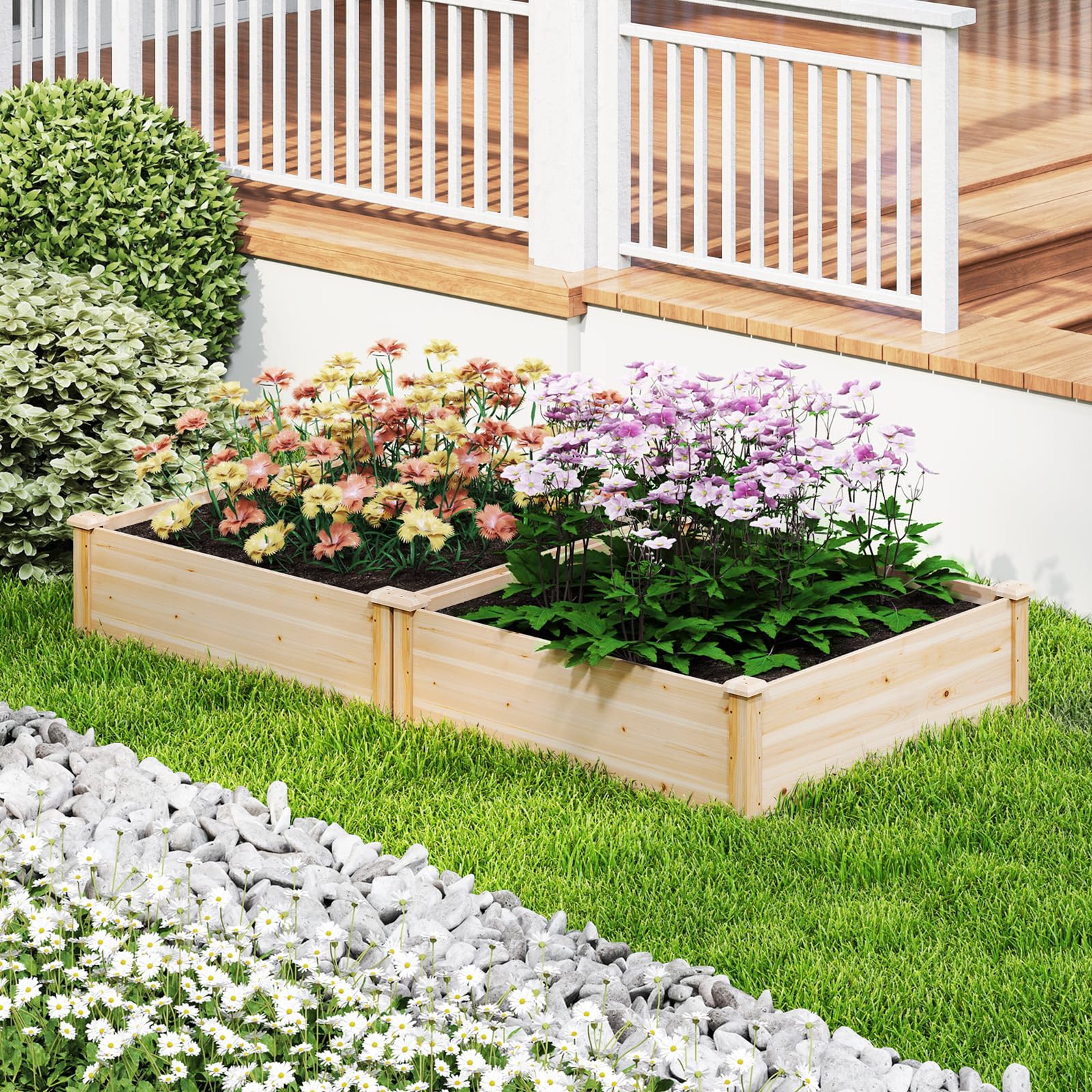 Amazon.com: Giantex Raised Garden Bed, Wood Planter Box, Outdoor