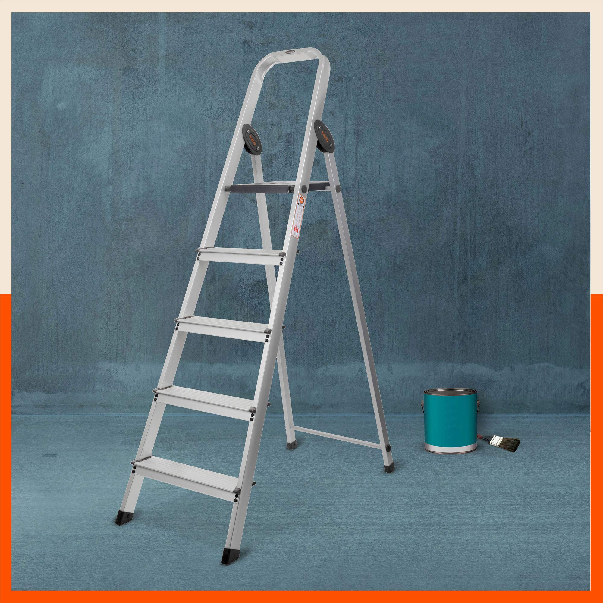 Bathla Advance Carbon - 5 Step Foldable Aluminium Ladder with Scratch Resistant Smart Platform and Sure-Hinge Technology (Black) (B07T13CTQG) Amazon Price History, Amazon Price Tracker