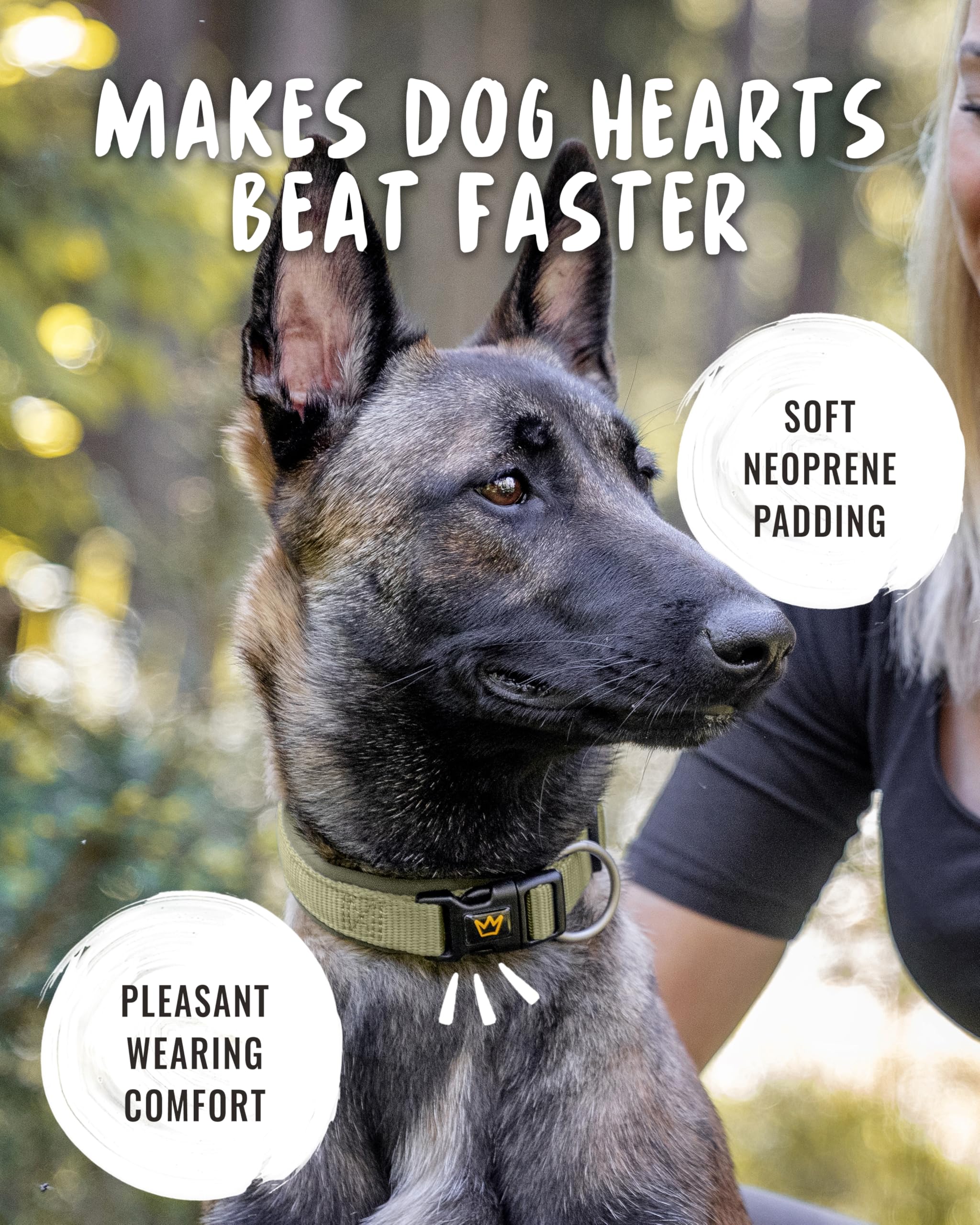 Rudelkönig Collare per cani Bella - Collare cane regolabile per cani - Collari per cani in cachi - Collare cane taglia piccola