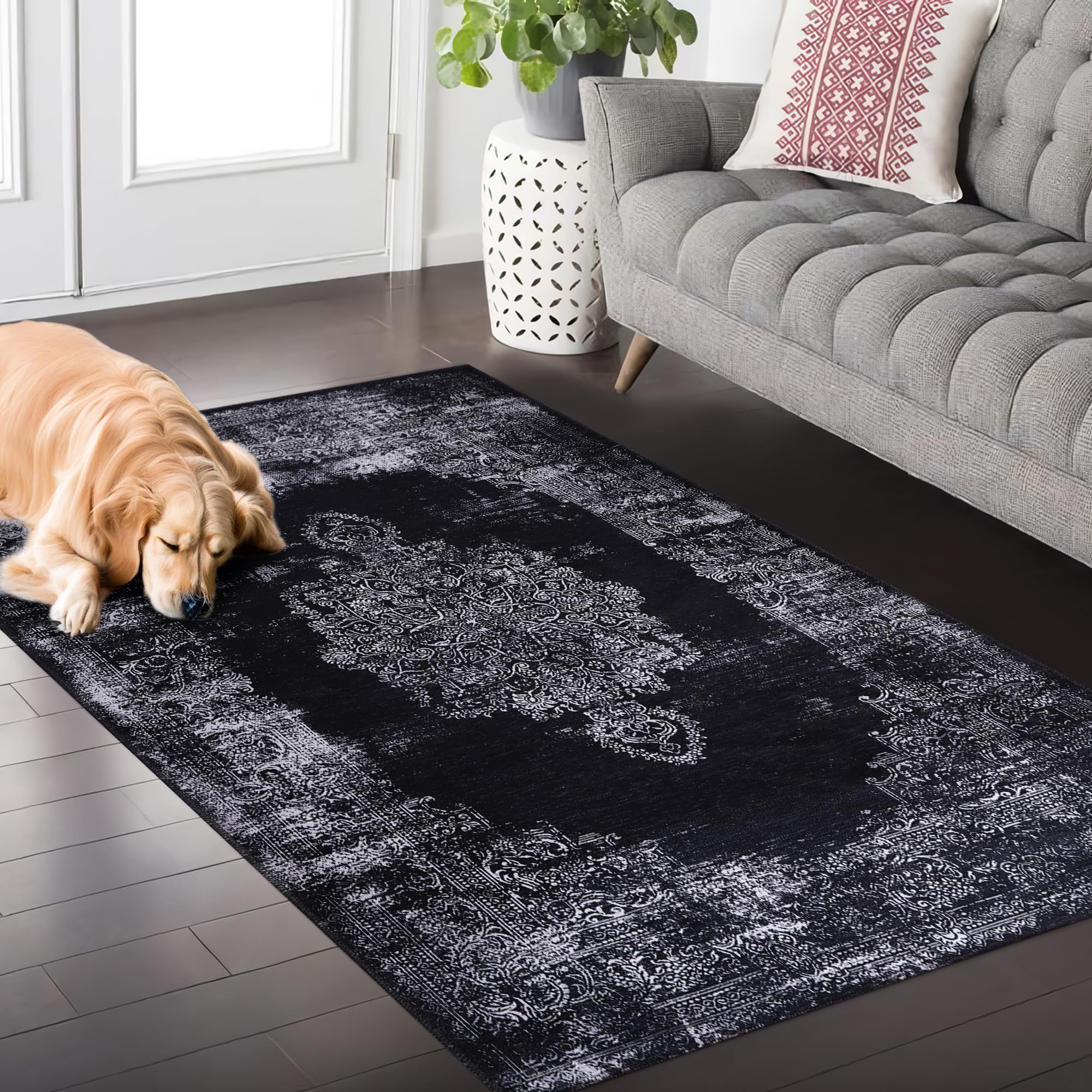 Tapis turc lavable anti-glisse fini les taches de cuisine et salon