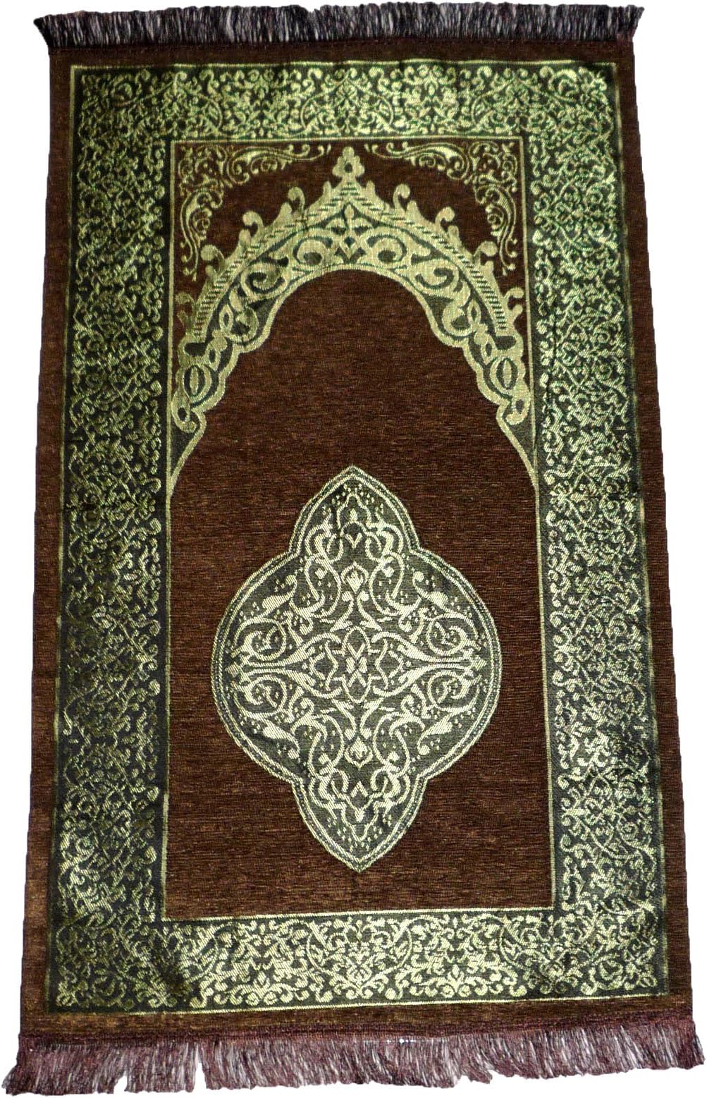 AMNrug Islamic Prayer Mat Turkish Ottoman Sajadah Thin Prayer Rug Muslim Gift Eid Ramadan Namaz Carpet Dark Brown