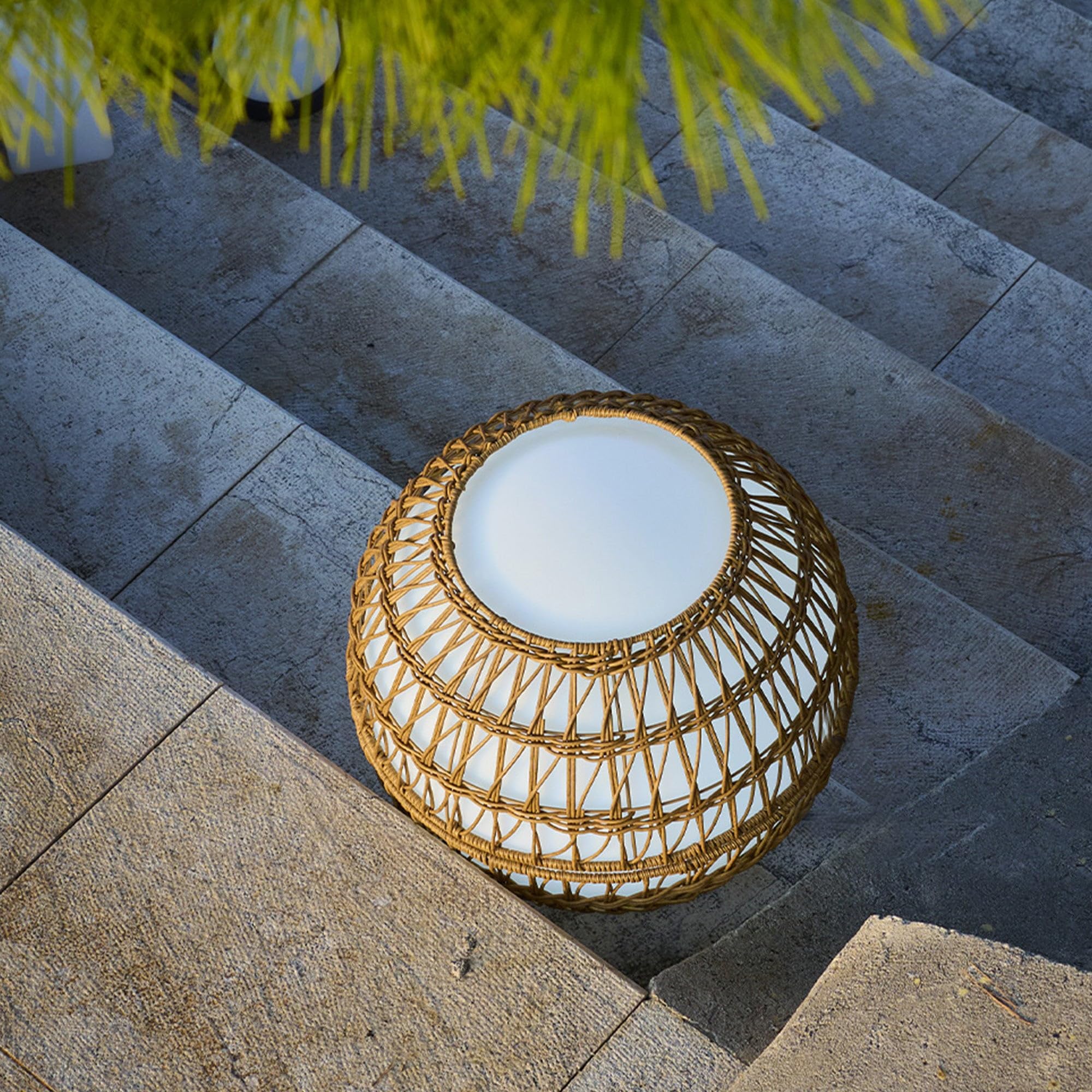 Sfera luminosa cablata con guscio poly rattan rimovibile per esterno LED bianco BOBBY W40 DRESS ∅40cm attacco E27