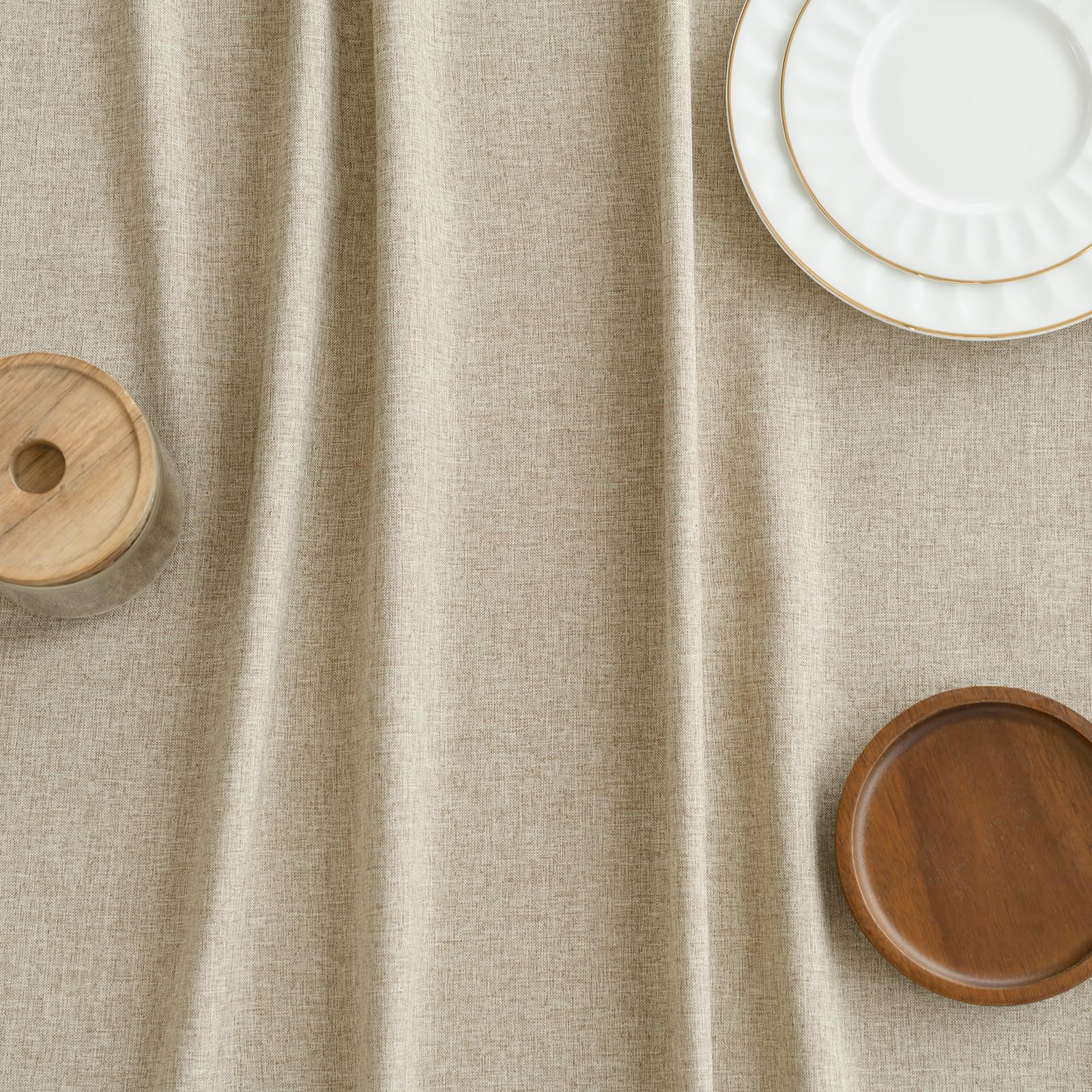Wracra Waterproof Round Tablecloth for 2 to 4 Seater, Round 120cm Linen Style Indoor Outdoor Tablecloths - Image 4