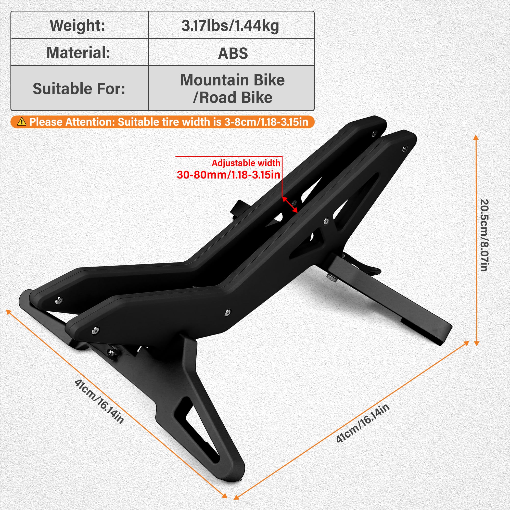 MEGHNA Fahrrad Bodenständer Universeller Verstellbare Fahrradständer Parkständer für MTB/City Bike/Rennräder für Alle 30–80mm Breiten Fahrradtype