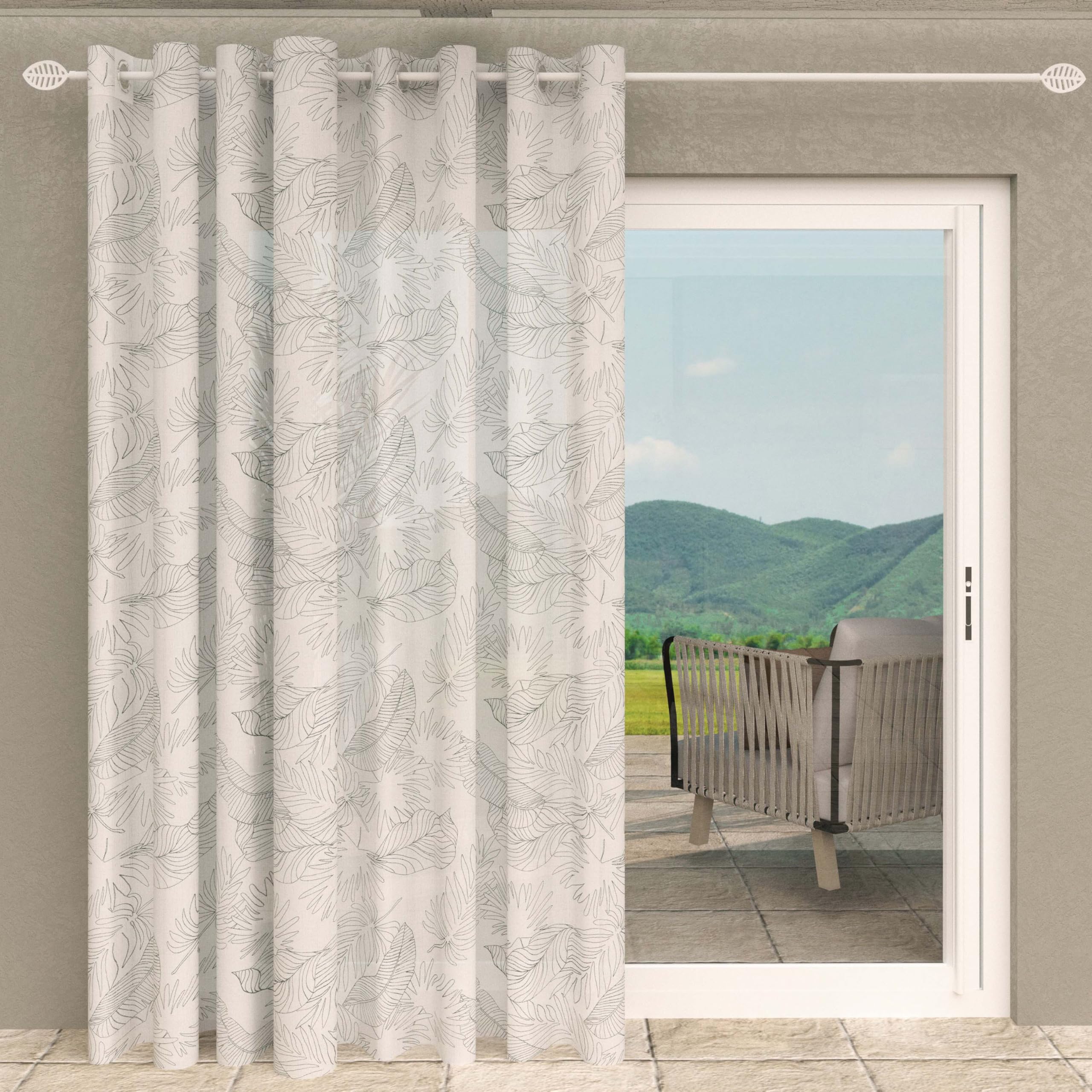 Soleil d'ocre, Celia Khaki Eyelet Curtains for Bay Window 280 x 250 cm