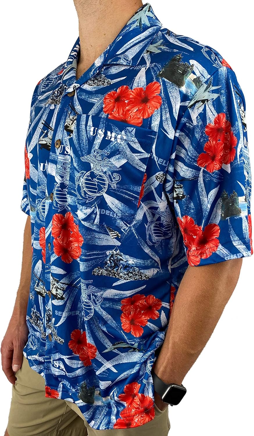 USMC Hawaiian Shirt Cool Blue USA Made