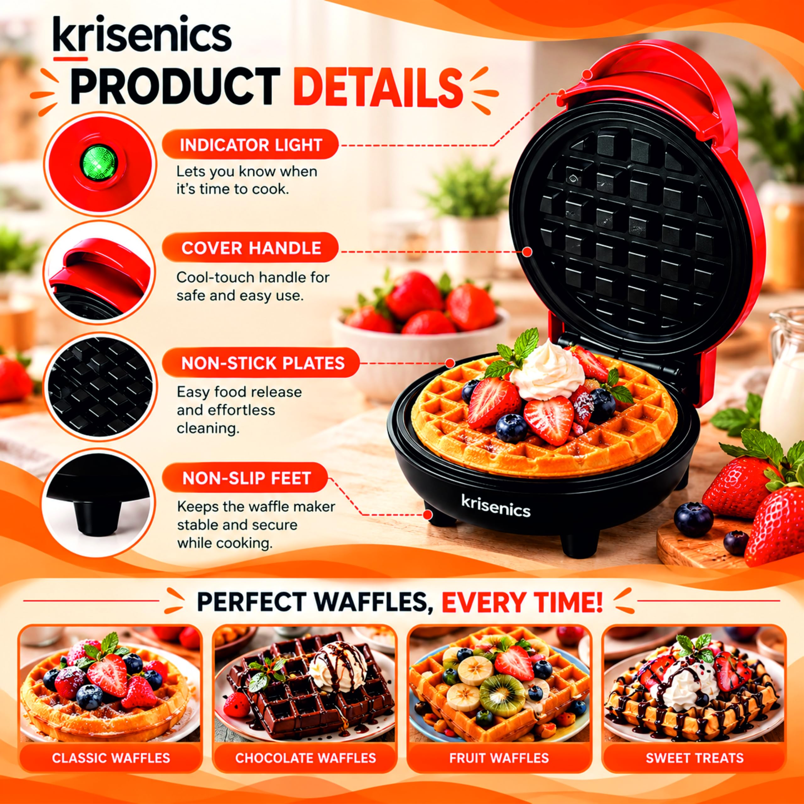 3-in-1 Waffle Maker - Waffles, Sandwiches & More! -4