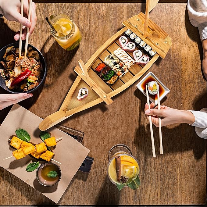 Bandeja de Madera para Sushi en Forma de Barco 62 cm miniatura 2