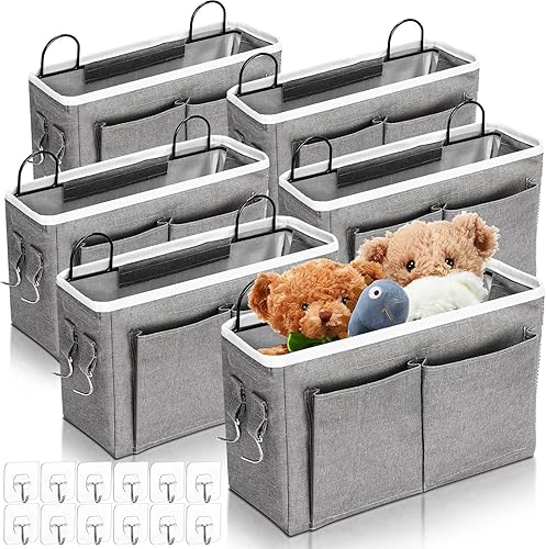 6 bolsas de almacenamiento para colgar en la pared, bolsa organizadora para colgar en la pared con ganchos, cesta colgante de pared con bolsillo,