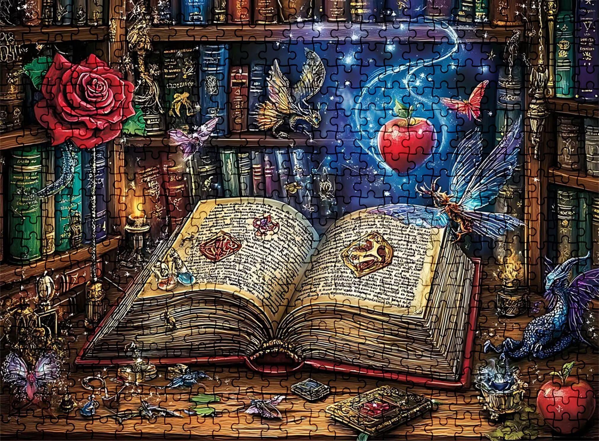 Puzzle 6000 elementów, niemożliwe puzzle dorośli 179,5 x 105,5 cm, druk w wysokiej rozdzielczości, gry edukacyjne, antystresowe drewniane puzzle dla całej rodziny, dekoracje ścienne, różowa książka w0