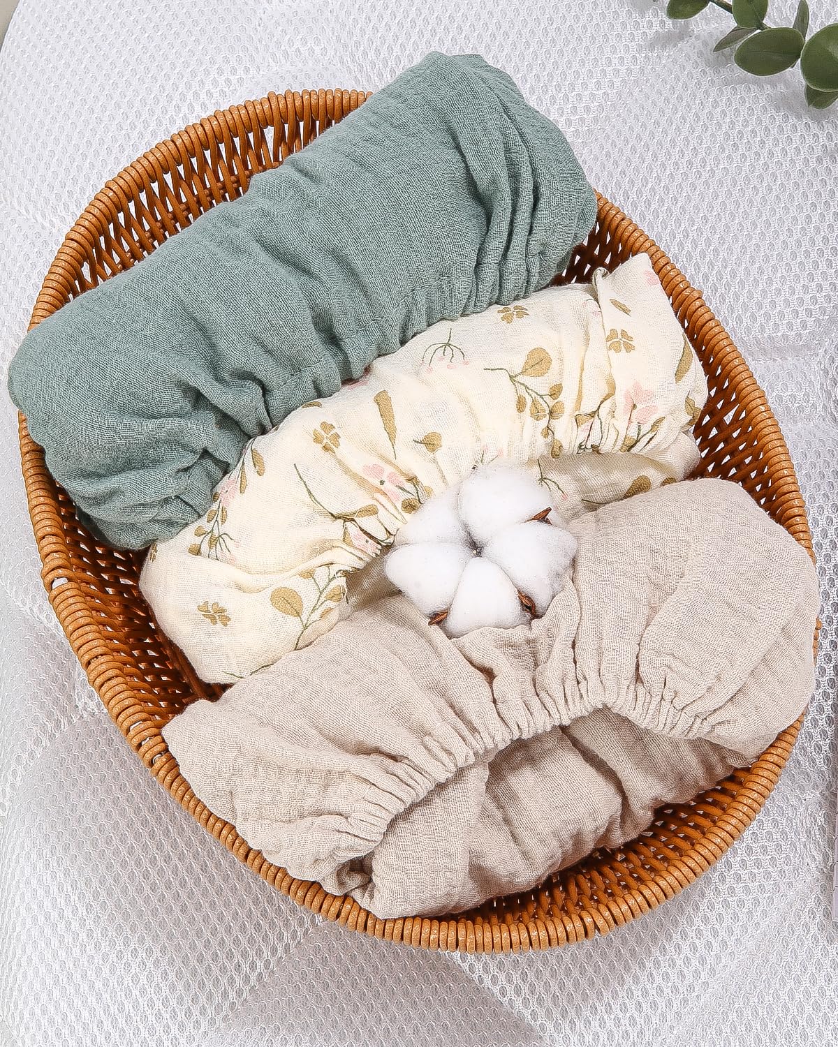 Sabanas Ajustables para Bebe Juego,3 Piezas 100% Cotone Mussola Juego de Sábanas Bajeras con Bordes Elásticos para Bebé Bajera para Cama Ovalada Reloj de Arena y Colchón Rectangular 83 X 43 CM