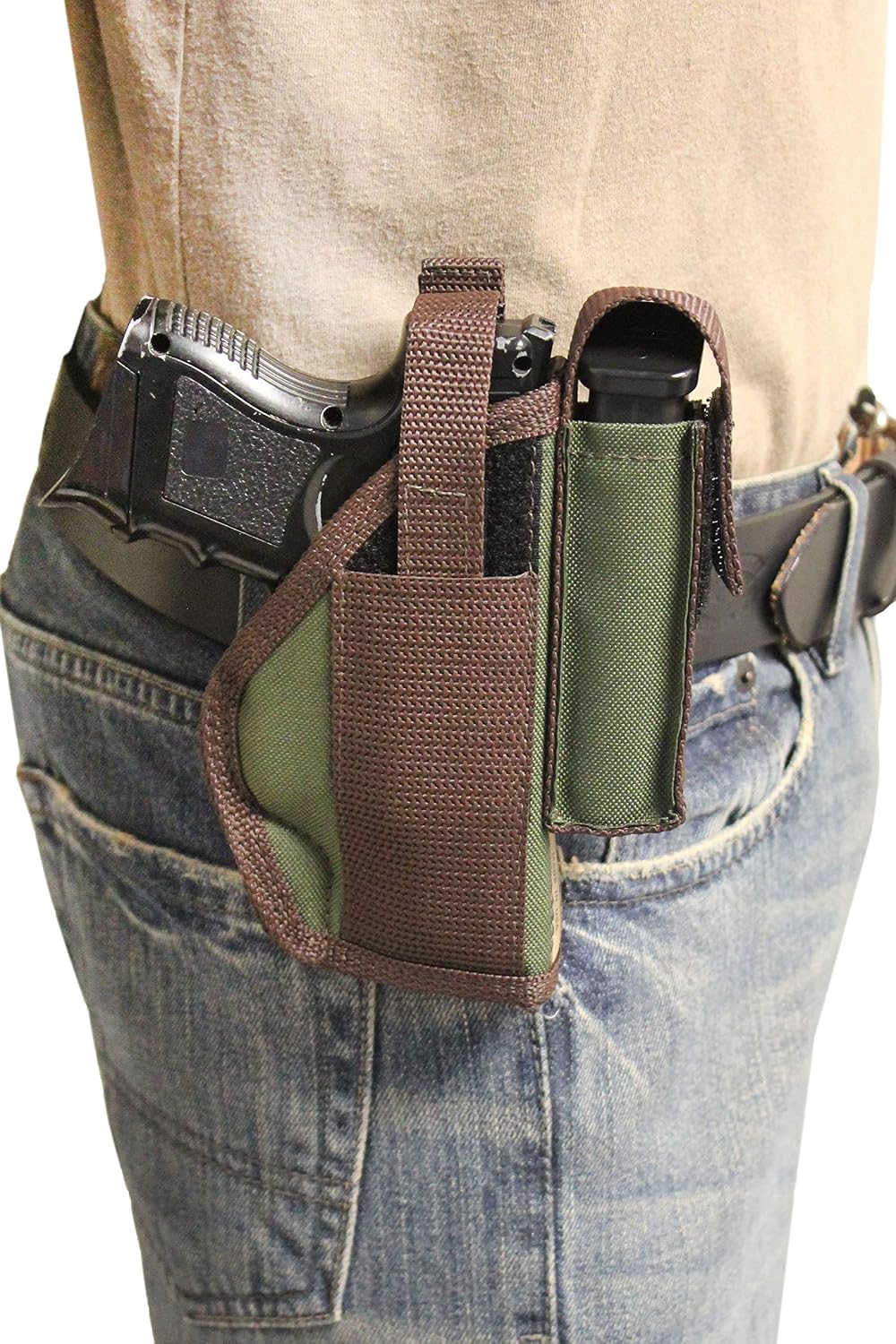 New Barsony Woodland Green OWB Holster w/Magazine Pouch for Compact Sub-Compact 9mm .40 .45 Pistols