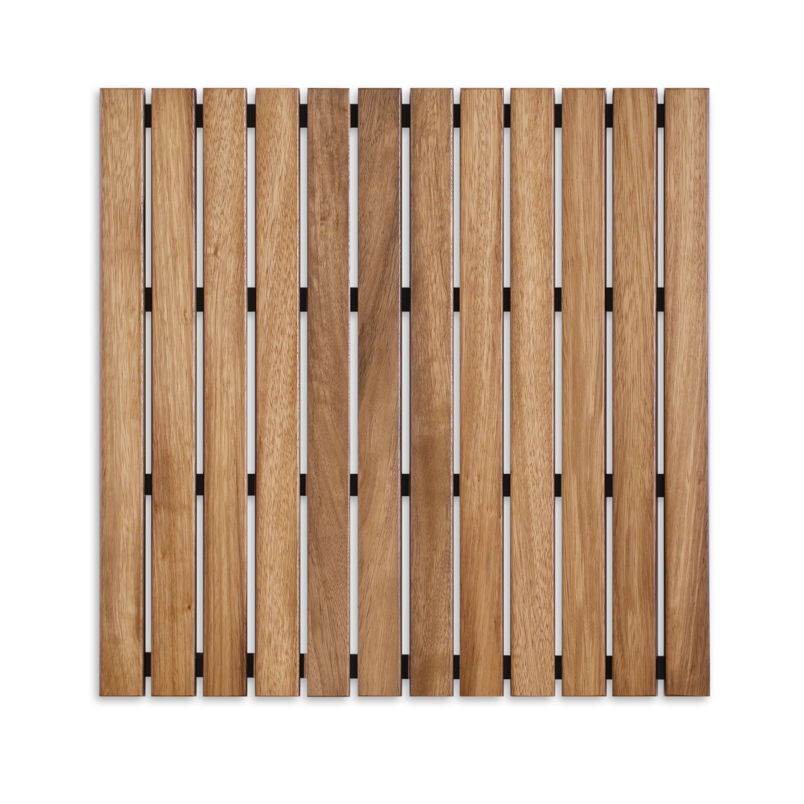 Tarima/Alfombra Flexible para Ducha y baño, en Madera de Teca (60 x 60 cm)