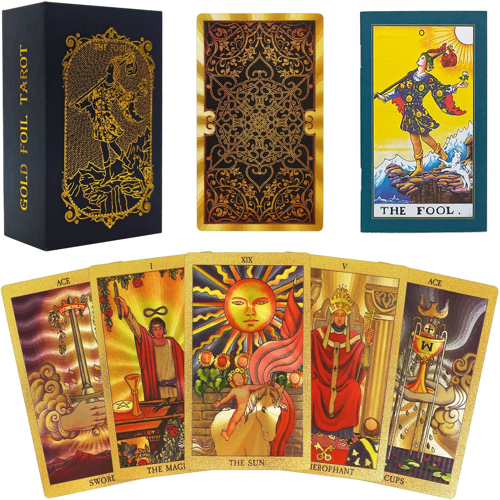 Amazon.com: Wunhunew Tarot Cards with Guide Book for Beginners, 78 Holographic Tarot Deck with Box, Plastic Waterproof Gold Foil Tarot Card, Unique Luxury Tarot Gifts for Fortune Telling Divination : Toys & Amazon.com: Wunhunew Tarot Cards with Guide Book for Beginners, 78 Holographic Tarot Deck with Box, Plastic Waterproof Gold Foil Tarot Card, Unique Luxury Tarot Gifts for Fortune Telling Divination : Toys &