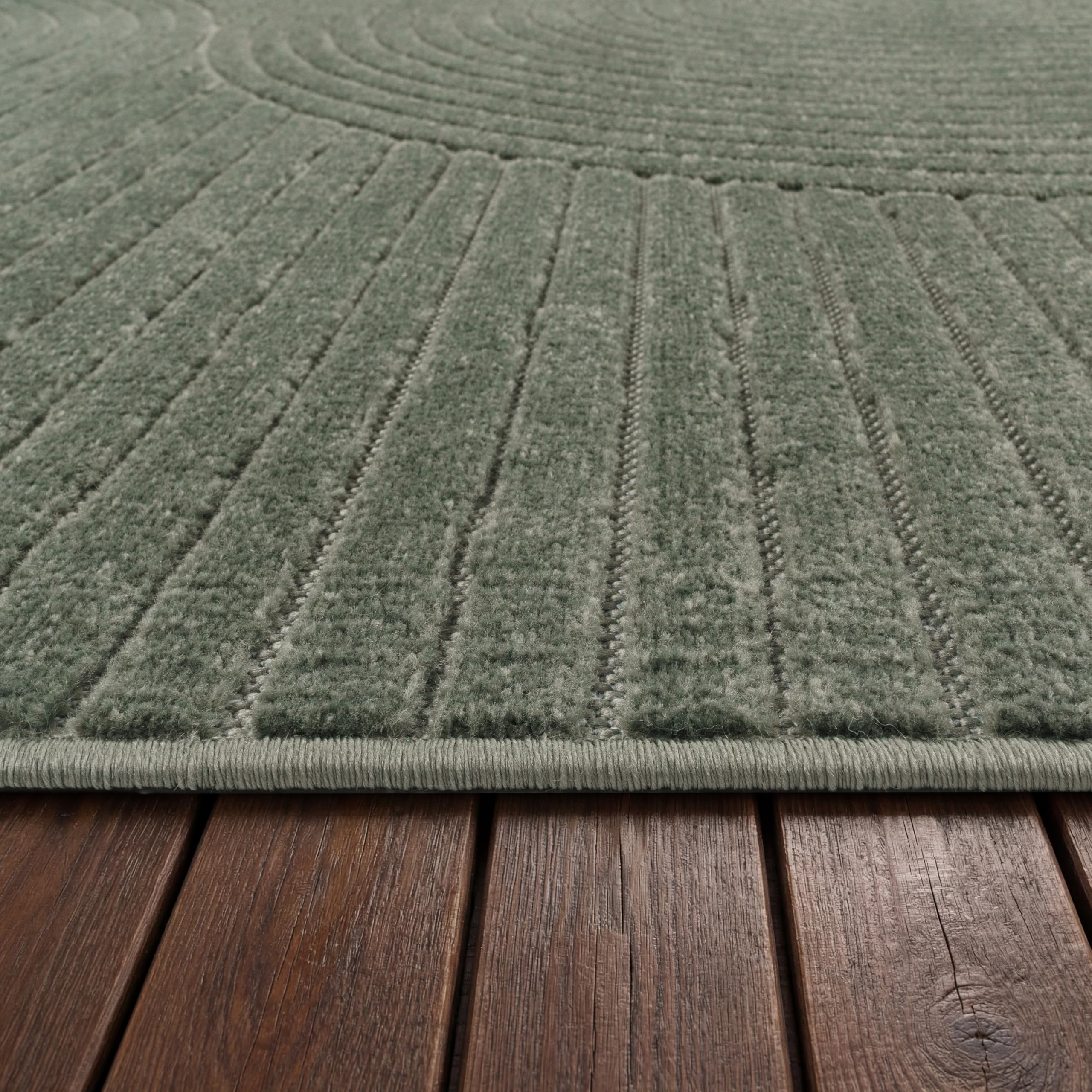 Paco Home Teppich Outdoor Wetterfest, Moderne abstrakte Boho Designs mit 3D Struktur, Pflegeleicht, ideal für Terrasse Wohnzimmer & Küche, Grösse:80x250 cm, Farbe:Grün