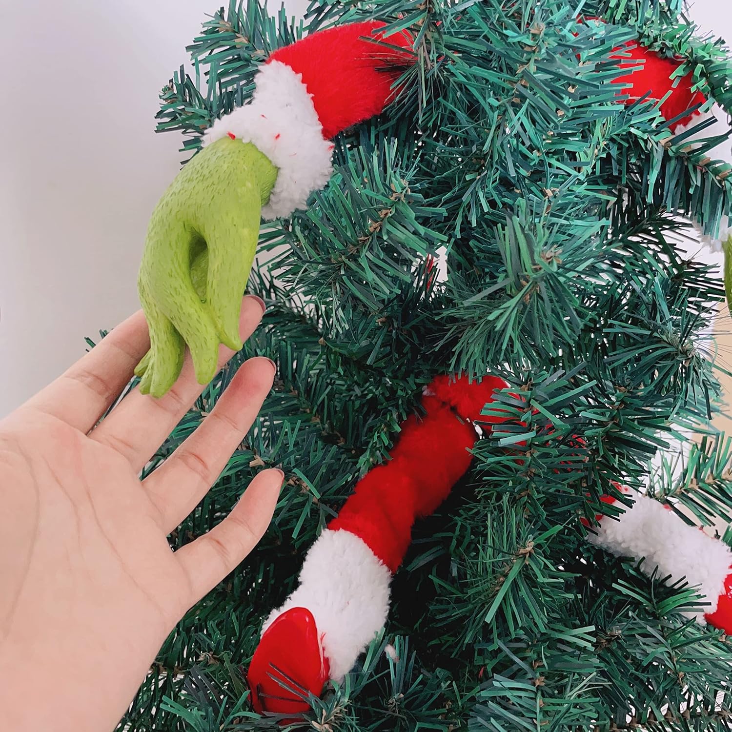 Christmas Tree Decoration, Elf Head, Arms and Legs for Christmas Tree, Stole Christmas Elf Stuffed Stuck Tree Topper Garland Ornaments (A)