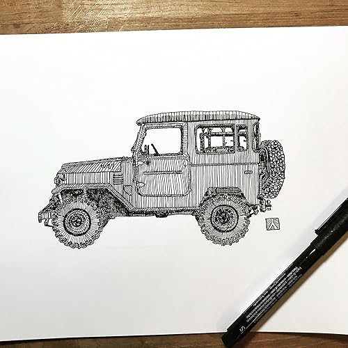 KillerBeeMoto Original Pen Sketch of Vintage Toyota FJ40 (Limited Prints Also Available)