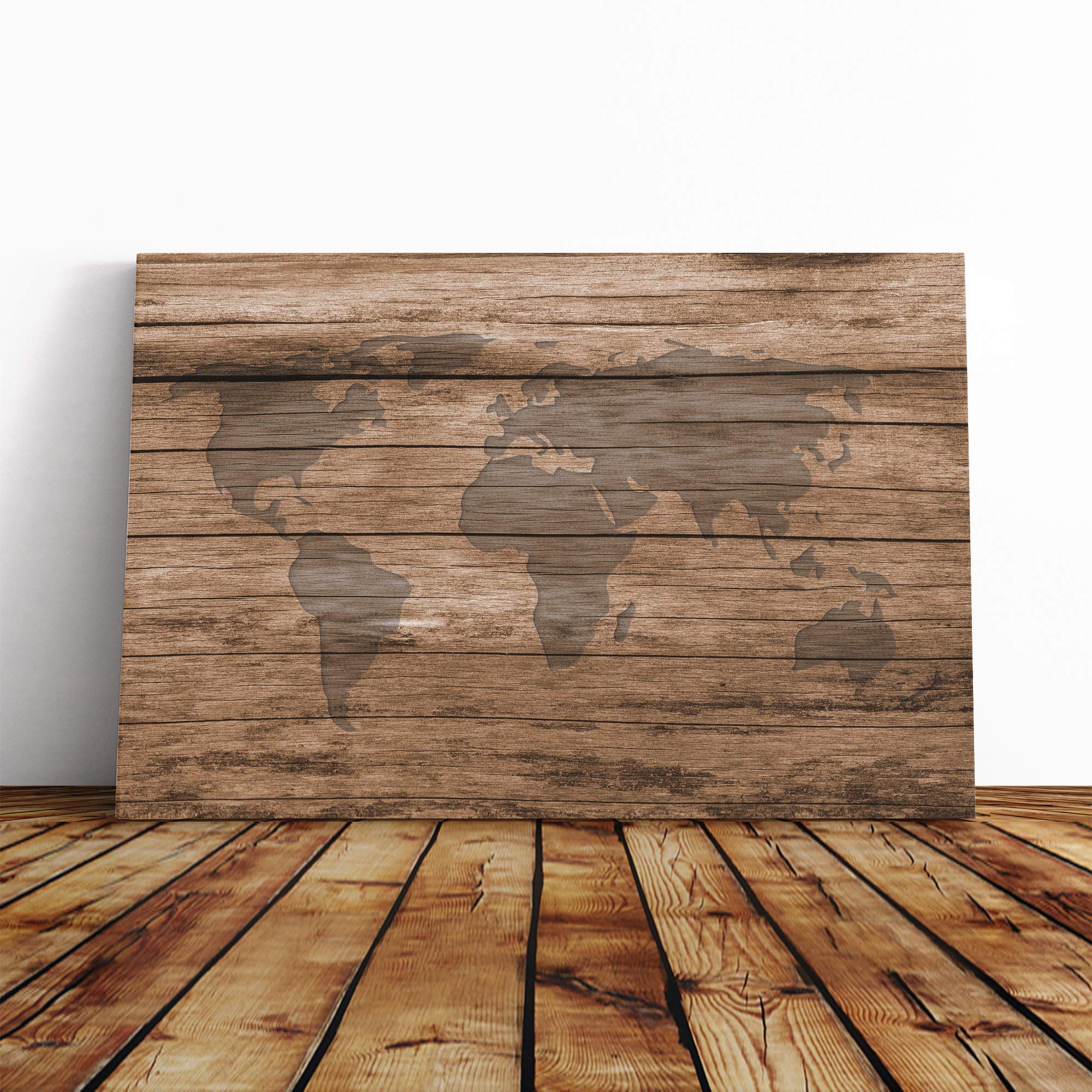 World Map (1) Canvas Print | Gallery Wrapped 30mm Frame Wall Art | 24x16 inches | Ready to Hang | Modern Maps Picture | Living Room Bedroom Lounge Office