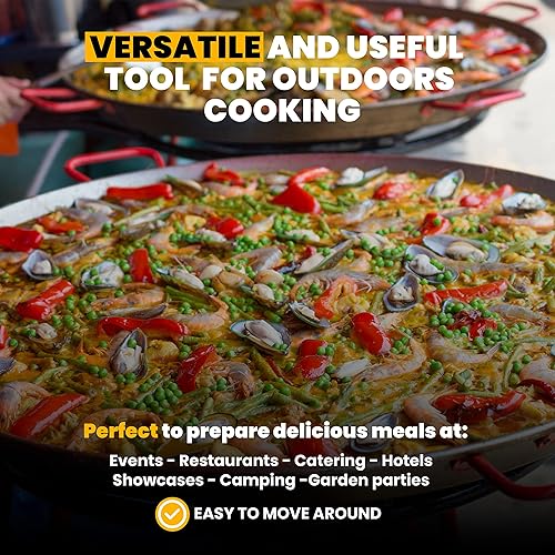 Miniatura 3 de Machika Ibiza - Kit de paella con sartén de acero al carbono de 28 pulgadas  Quemador de paella de anillo triple y soporte de 8-16 a 24 pulgadas (34