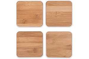 True Stack Bamboo Coasters, Modern Square, Protect Surfaces, 4 Pack