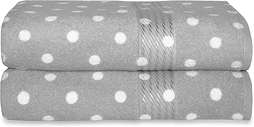 Miniatura 8 de Cackleberry Home Juego de 2 toallas de baño de rizo de algodón con lunares de 27 x 54 pulgadas (color rojo carmesí)