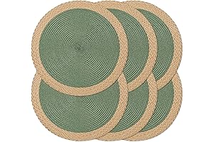 Woven Placemats Set of 6 Round 15 Inch Washable Heat Resistant Place...