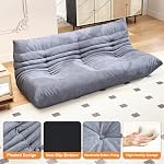 Full Foam Three Seater Sofa – Bean Bag Chairs Floor Couch for Adults, Waterproof Upholstery, Armless Fireside Lounge Chair for Living Room, Apartment, or Office (Grey)