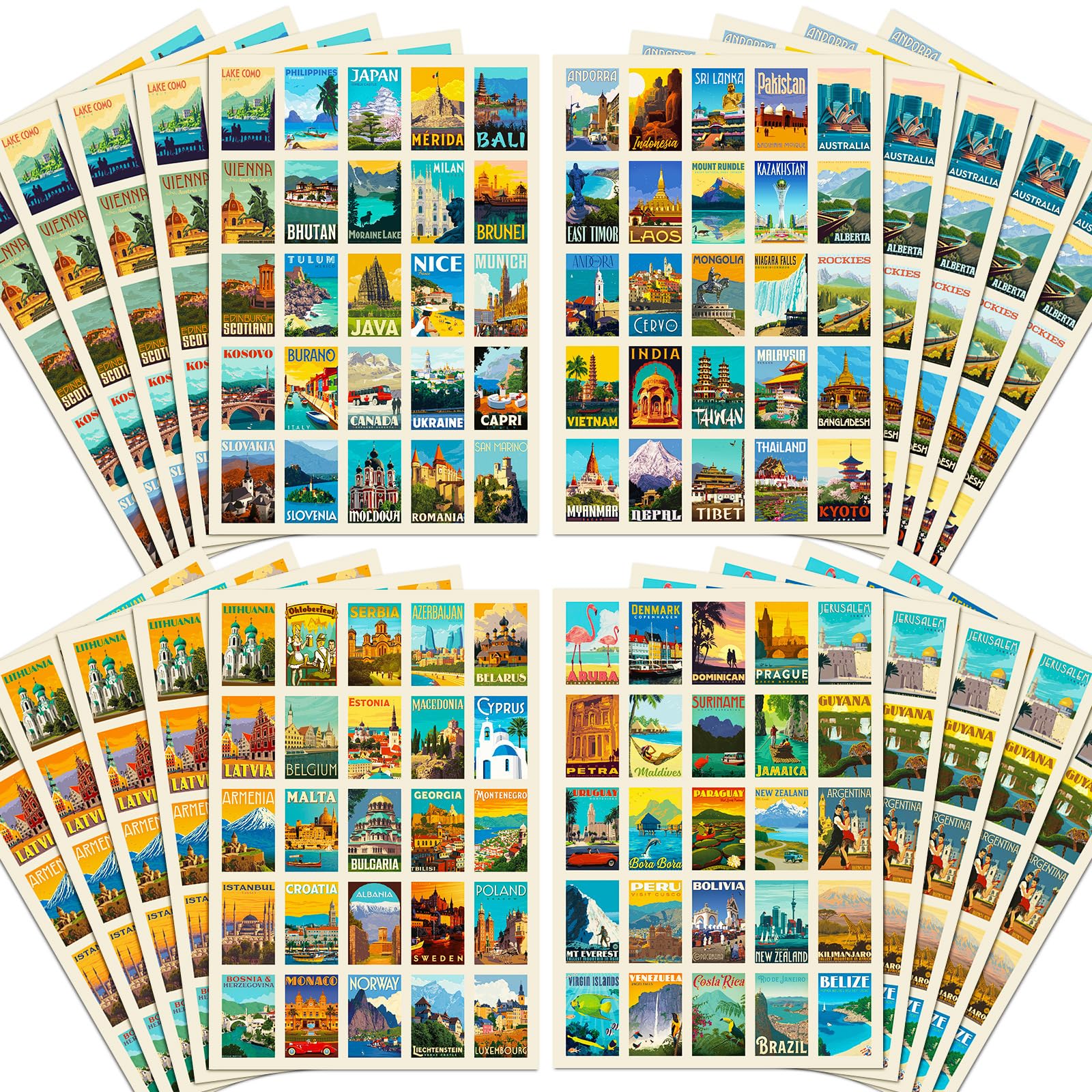 32 Cartes Postales Rétro Vintage Voyage – Lot Collector De 32 Motifs Pittoresques Pour Collection Ou Envoi