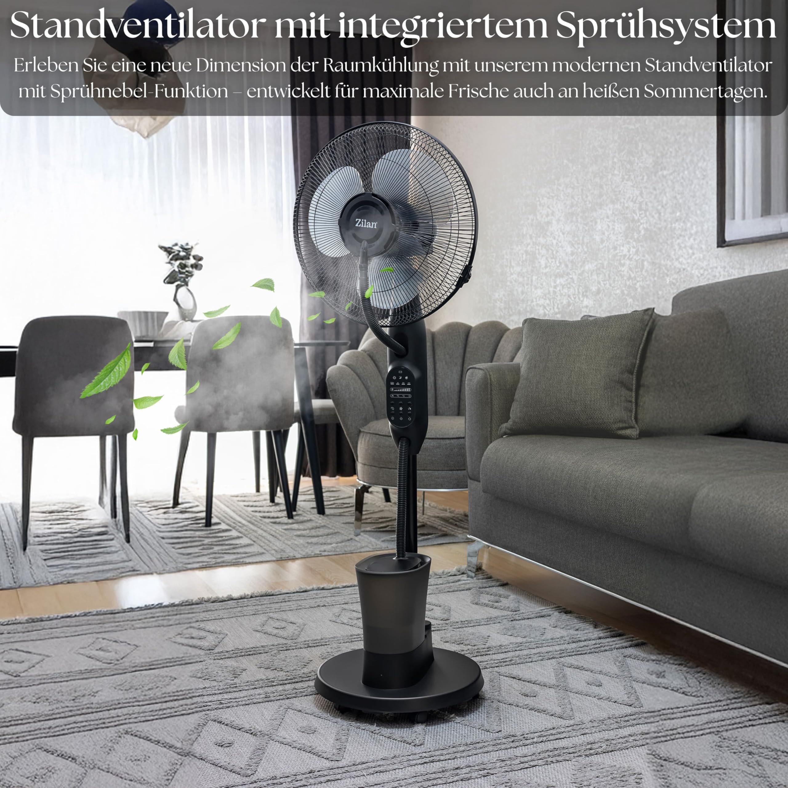 3in1 Standventilator mit Wasserkühlung sehr leise - Mobile Klimaanlage ohne Abluftschlauch -Verdunstungskühler Aircooler Turmventilator mit Fernbedienung Luftreiniger Timer Tower Fan (Vader Black)