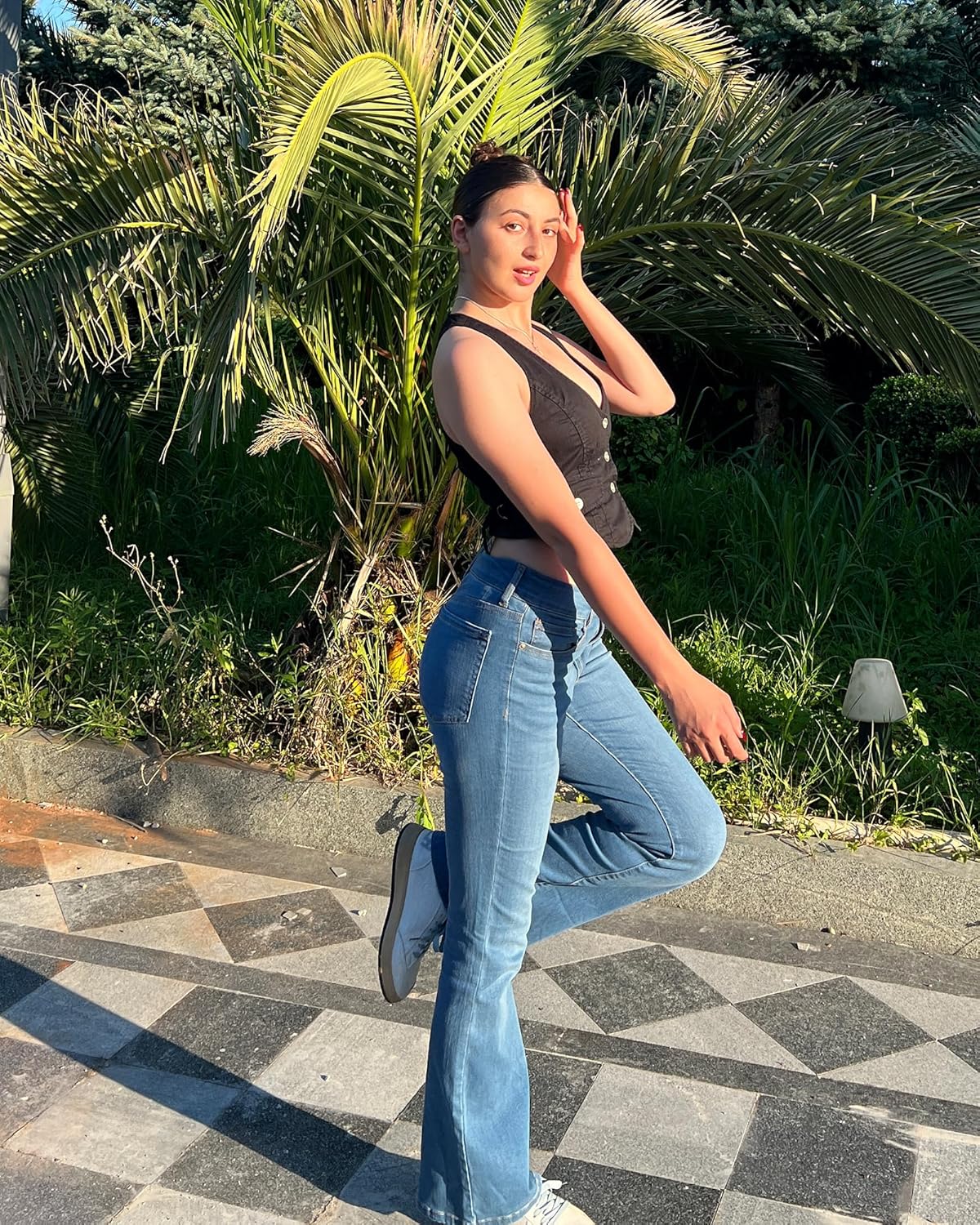 APUOR Bell Bottom Jeans for Women High Waisted Stretchy Bootcut Flared Jeans Soft Slim Fit Denim Pants