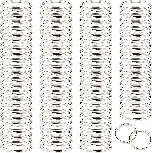 Miniatura 7 de 200 llaveros divididos de 1 pulgada (0.984 in) de diámetro, llaveros de metal a granel, clips de anillo circulares para llavero, manualidades,