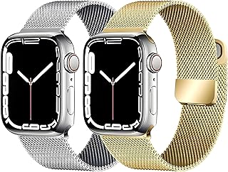 سوار شبكي من في فولت متوافق مع ساعة آبل سيريز 6 و5 و4 و3 و2 و1 واس اي مصنوع من الفولاذ غير قابل للصدأ للجنسين مقاس 15.49-23.01 سنتيمتر