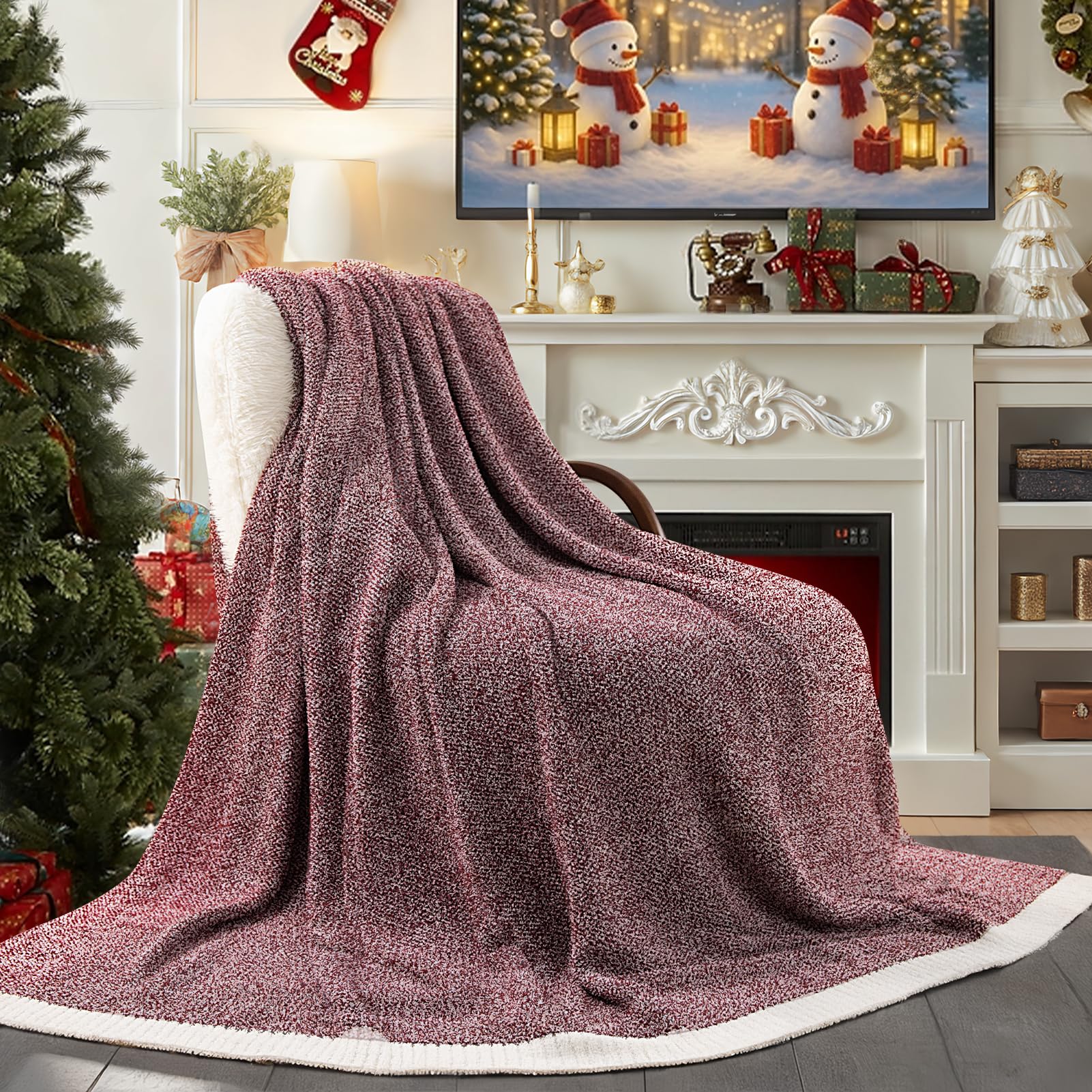 NEXHOME PRO Soft Throw Blankets for Couch, Reversible Warm Blankets Cozy Knit Blanket for Women, Fuzzy Plush Lightweight Throws for Sofa, Bed, Picnic,
