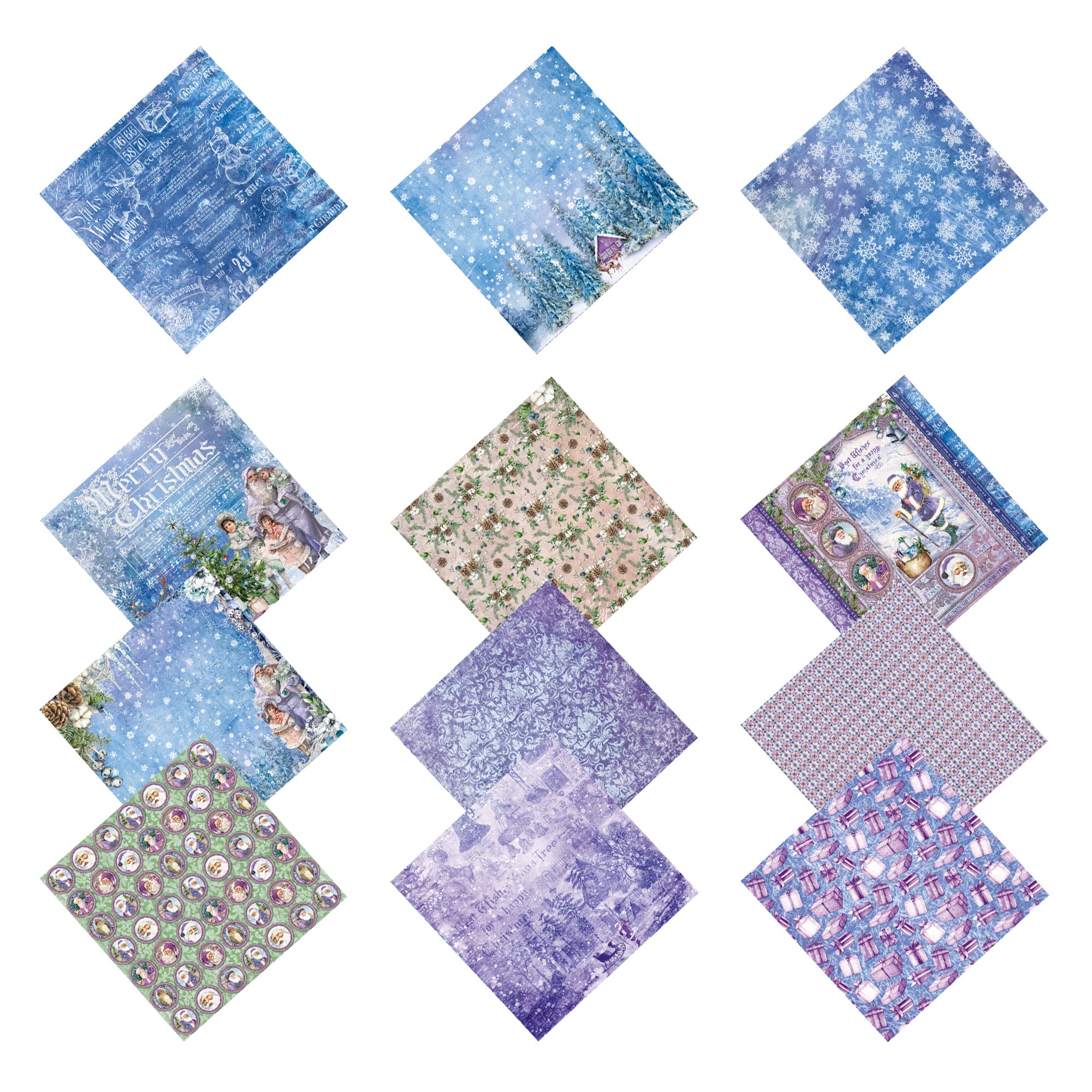 Wkładka do schowka, papier wzorowy 6"×6" Podkładka papierowa do kartek świątecznych, 48 arkuszy kartek z nadrukami świątecznymi w kształcie płatków śniegu, papier jednostronny, papier dekoracyjny do r